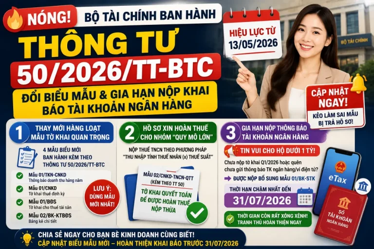NÓNG: Bộ Tài Chính Ban Hành Thông Tư 50/2026/TT-BTC – Đổi Biểu Mẫu & Gia Hạn Nộp Khai Báo Tài Khoản Ngân Hàng