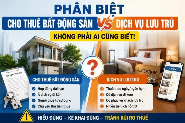 PHÂN BIỆT CHO THUÊ BẤT ĐỘNG SẢN VÀ DỊCH VỤ LƯU TRÚ