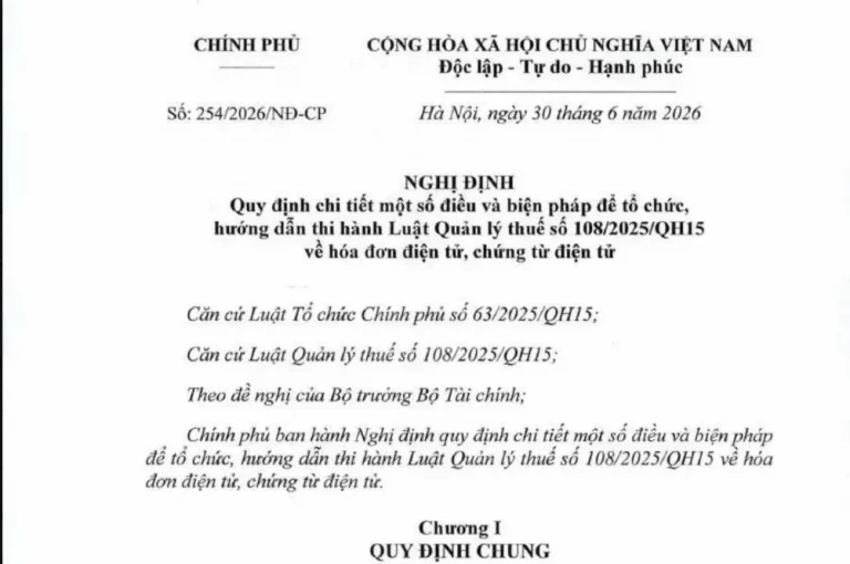 Tóm tắt nhanh Nghị định 254/2026/NĐ-CP